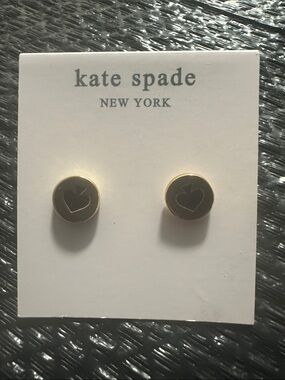 Kate Spade New York Black & Gold Logo Stud Earrings